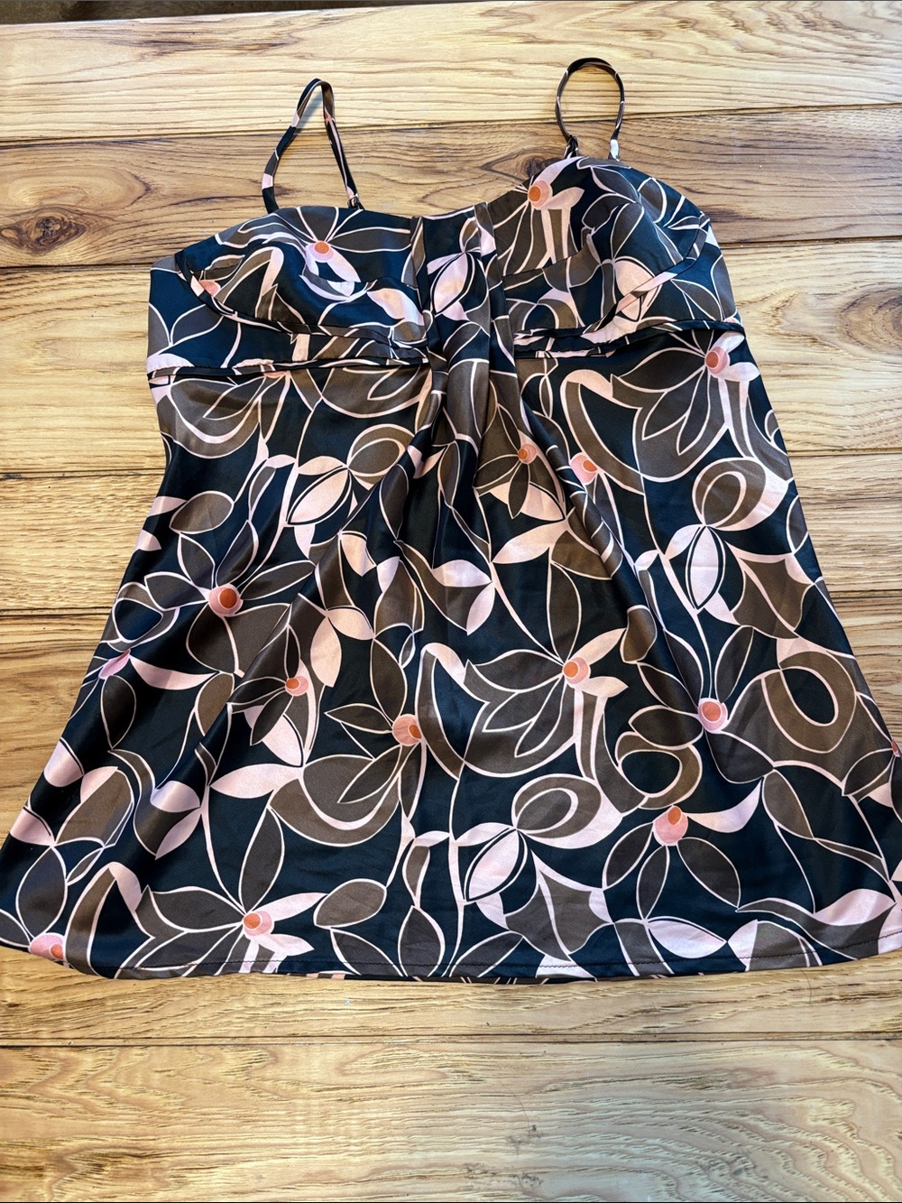 Mix it Black Floral-Print Spaghetti Strap Women's Top